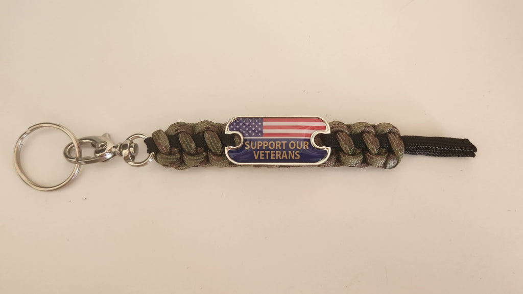 Support Our Veterans Dog Tag Mini Keychain