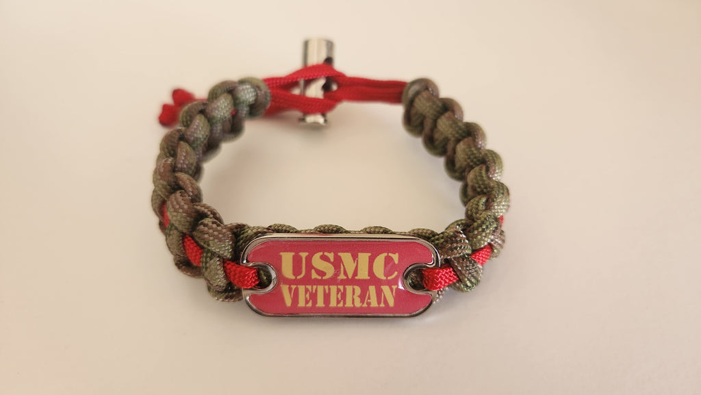 USMC Veteran Dog Tag Paracord Bracelet