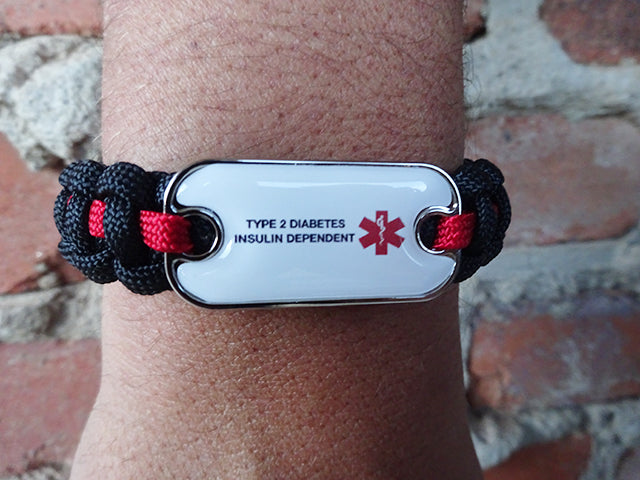 Customizable Dog Tag Medical ID Paracord Bracelet - Two Lines
