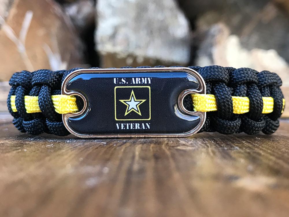 US Army Veteran Dog Tag Paracord Bracelet - Handmade By Heroes