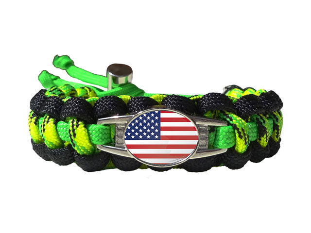 ThreePigeons™ Paracord Bracelets with Bronze USA Flag