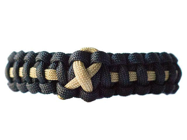 Paracord Bracelet, Color Black, Brown Gold and Coyote Brown