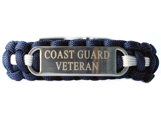 Engraved Stainless Steel Coast Guard Veteran Paracord Bracelet