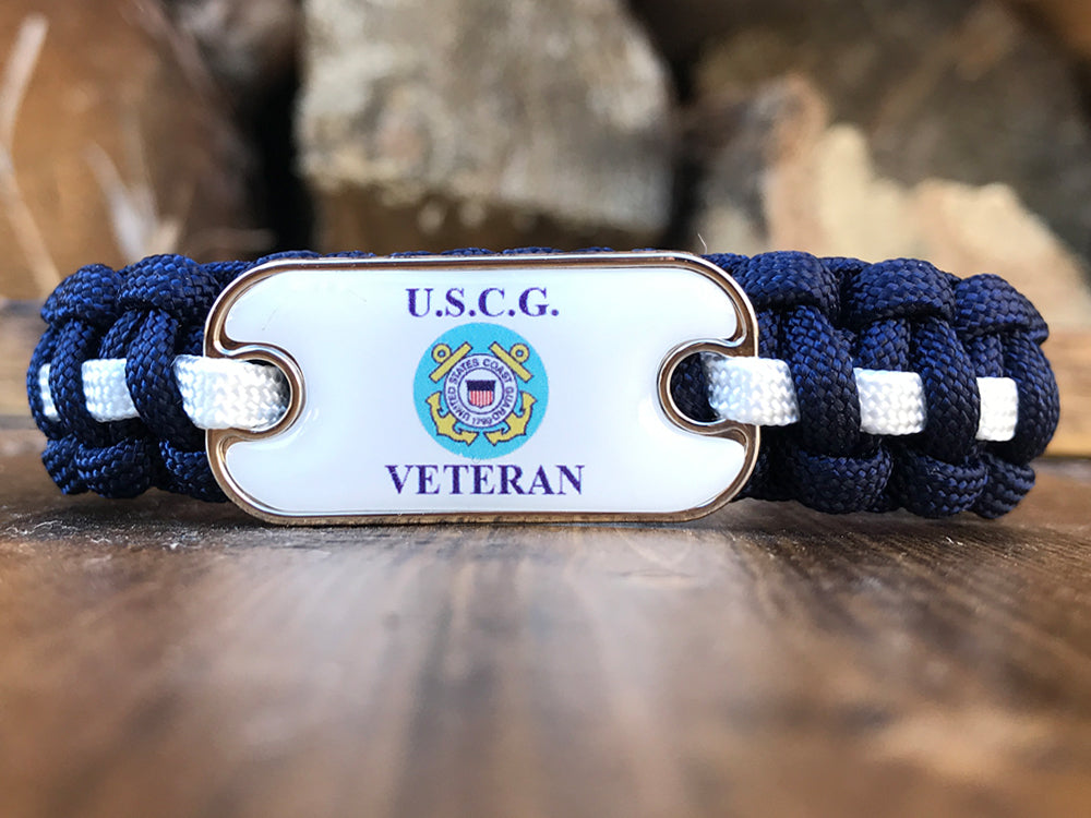 Coast Guard Veteran Dog Tag Paracord Bracelet