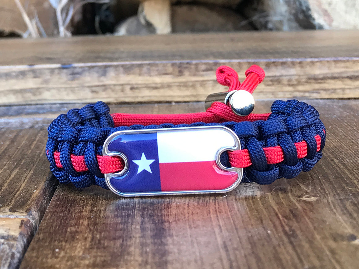 Texas Flag Dog Tag Paracord Bracelet