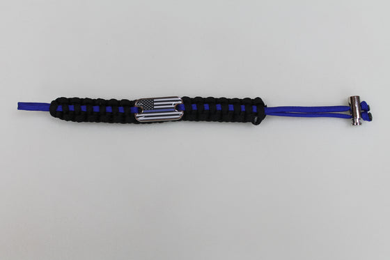 Police Thin Blue Line Dog Tag Paracord Bracelet