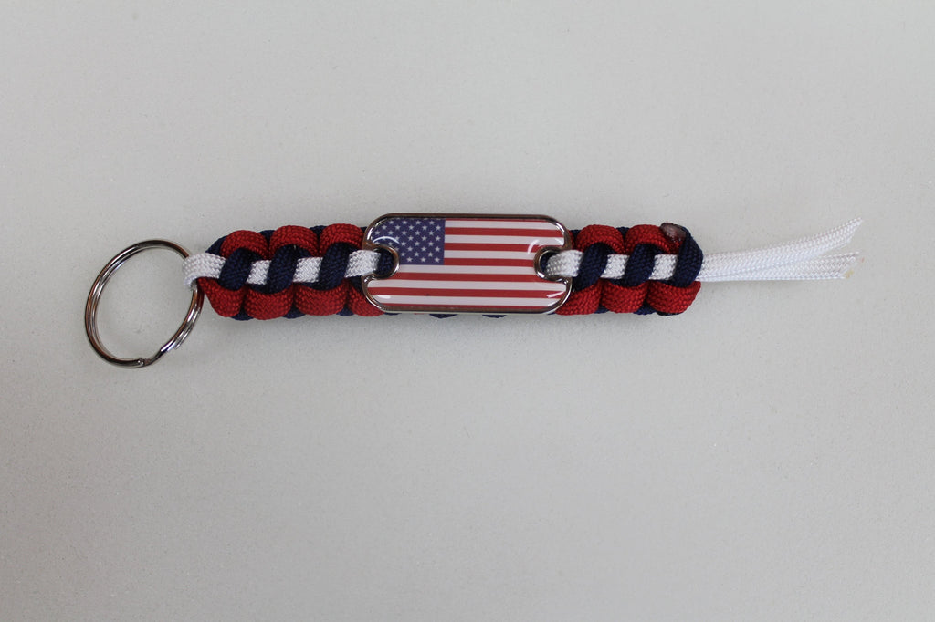 American Flag Dog Tag Mini Keychain