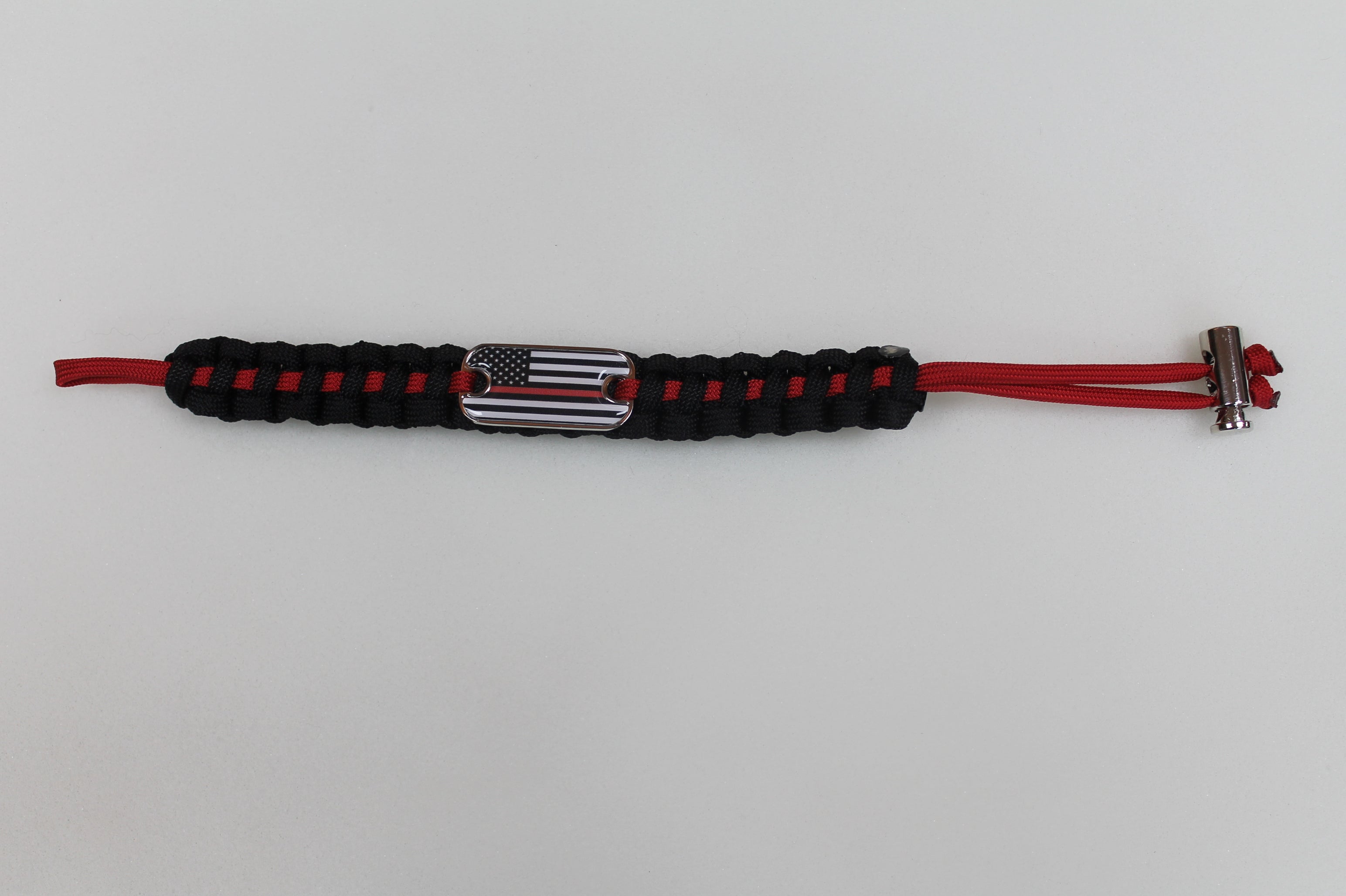 Firefighter Thin Red Line Dog Tag Paracord Bracelet - Handmade By Heroes