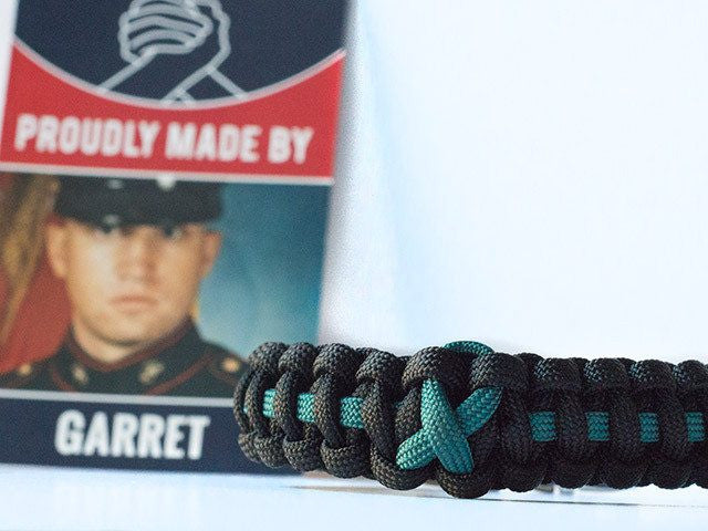 Amazon.com: Tru550 PTSD Awareness Teal Ribbon Fitted Black Paracord  Survival Jewelry Bracelet (Size 7.0): Clothing, Shoes & Jewelry