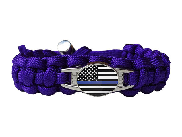 Police Lives Matter Thin Blue Line Paracord Bracelet w/ Adjustable Metal  Clasp