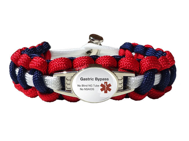 Medical ID Gastric Bypass Paracord Bracelet