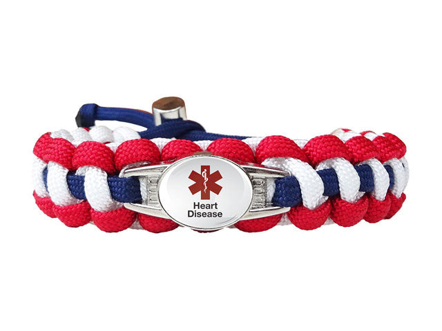 Medical ID Heart Disease Paracord Bracelet