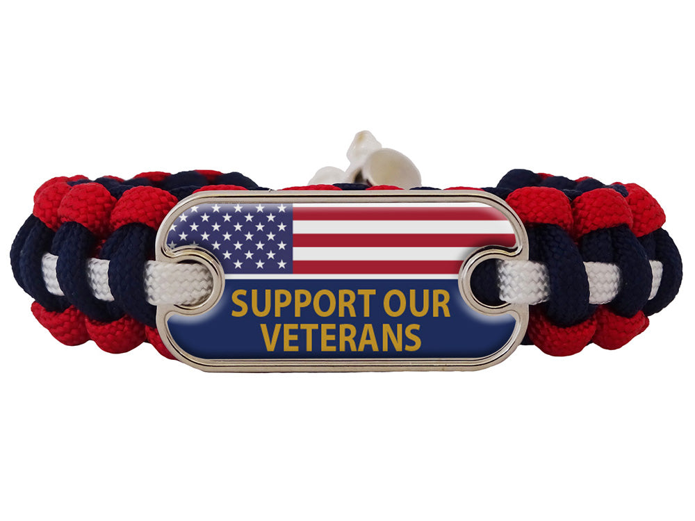 Support Our Veterans Dog Tag Paracord Bracelet