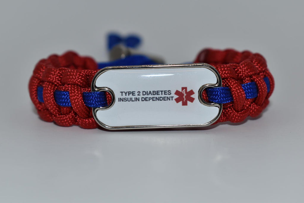 Medical ID Type 2 Diabetic Insulin Dependent Paracord Bracelet