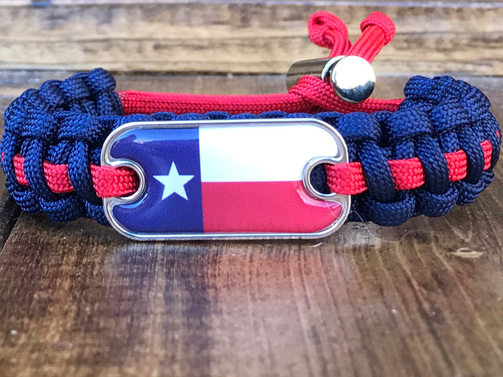 Texas Flag Dog Tag Paracord Bracelet