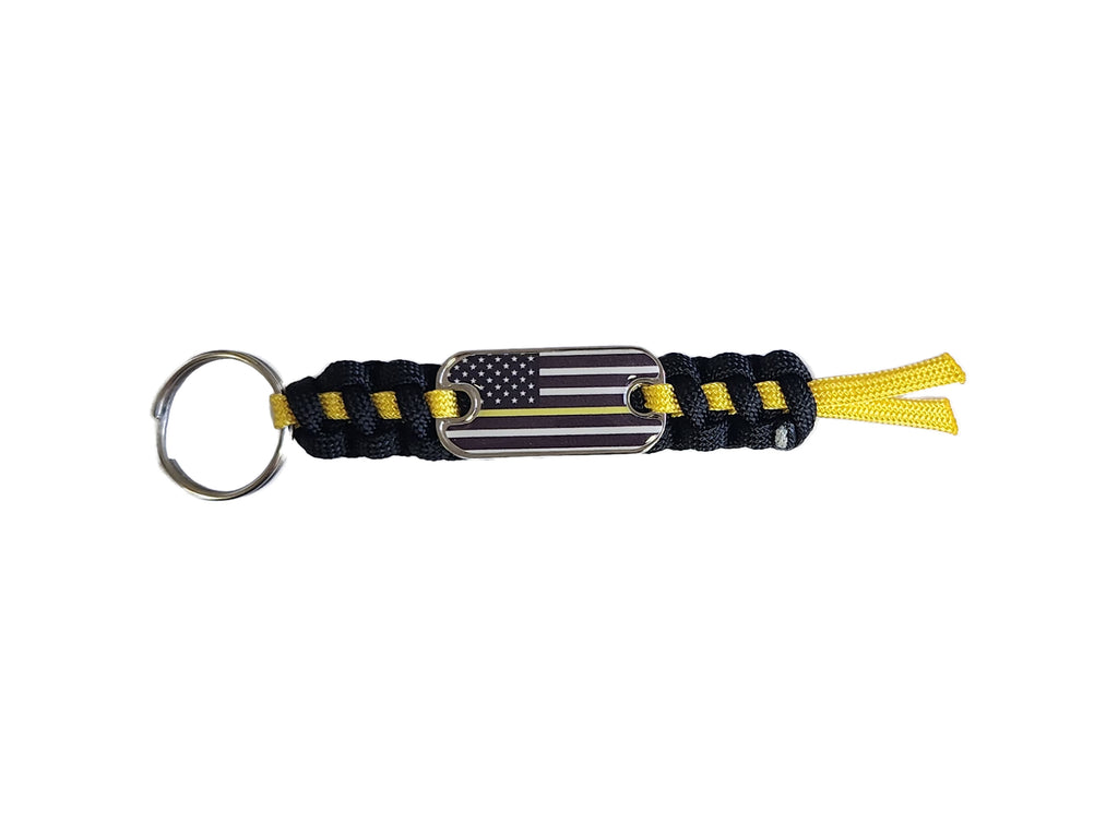 911 Dispatcher Thin Gold Line Dog Tag Mini Keychain
