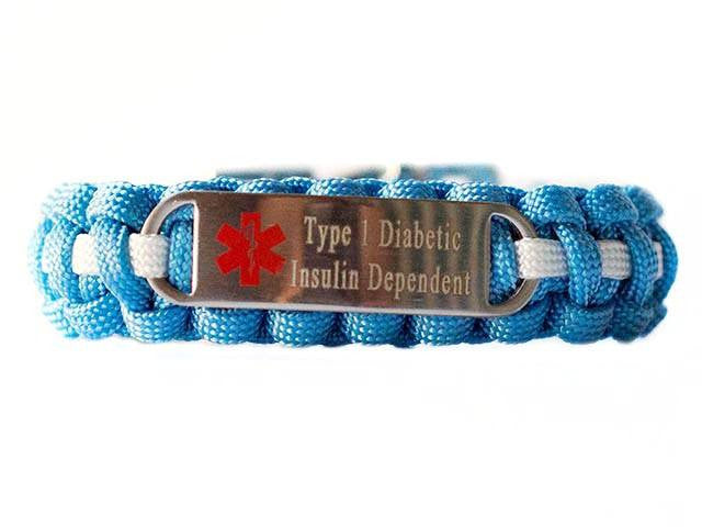 Medical ID Type 1 Diabetic Insulin Dependent Paracord Bracelet